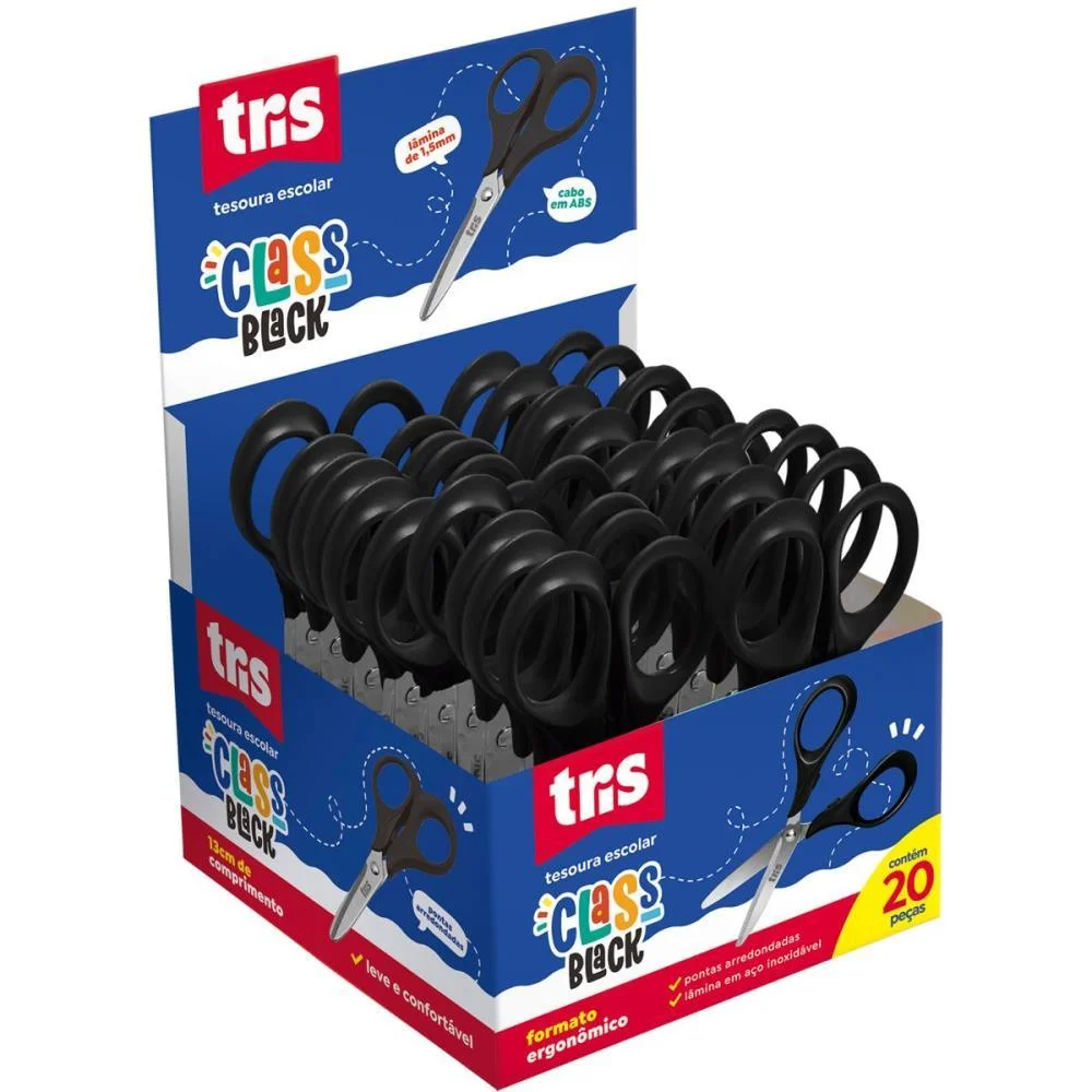 Tesoura Escolar Tris Class Black 13Cm. Summit (Cx.c/20) - imagem 4