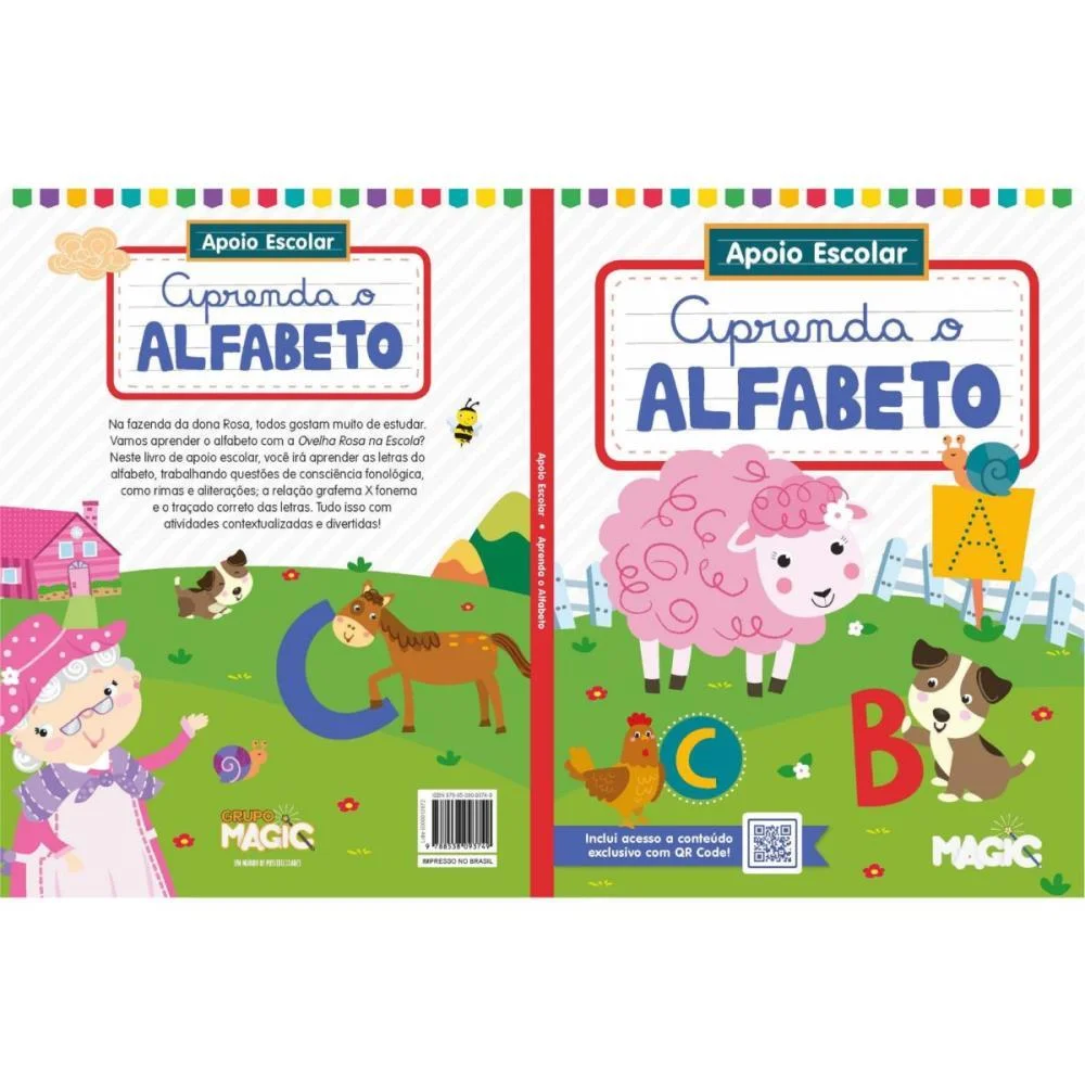 Livro Cartilha Aprenda O Alfabeto 96P 27X20Cm Magic Kids - imagem 3
