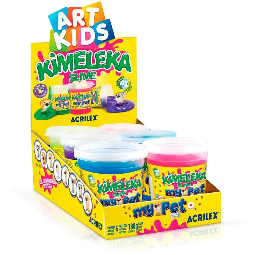 Slime Kimeleka My Pet 180G Sortido Acrilex (Cx.c/06) - imagem 3