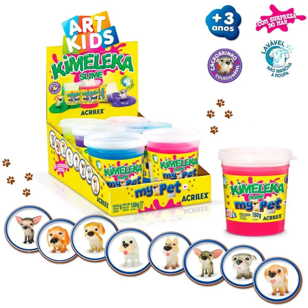 Slime Kimeleka My Pet 180G Sortido Acrilex (Cx.c/06) - imagem 5