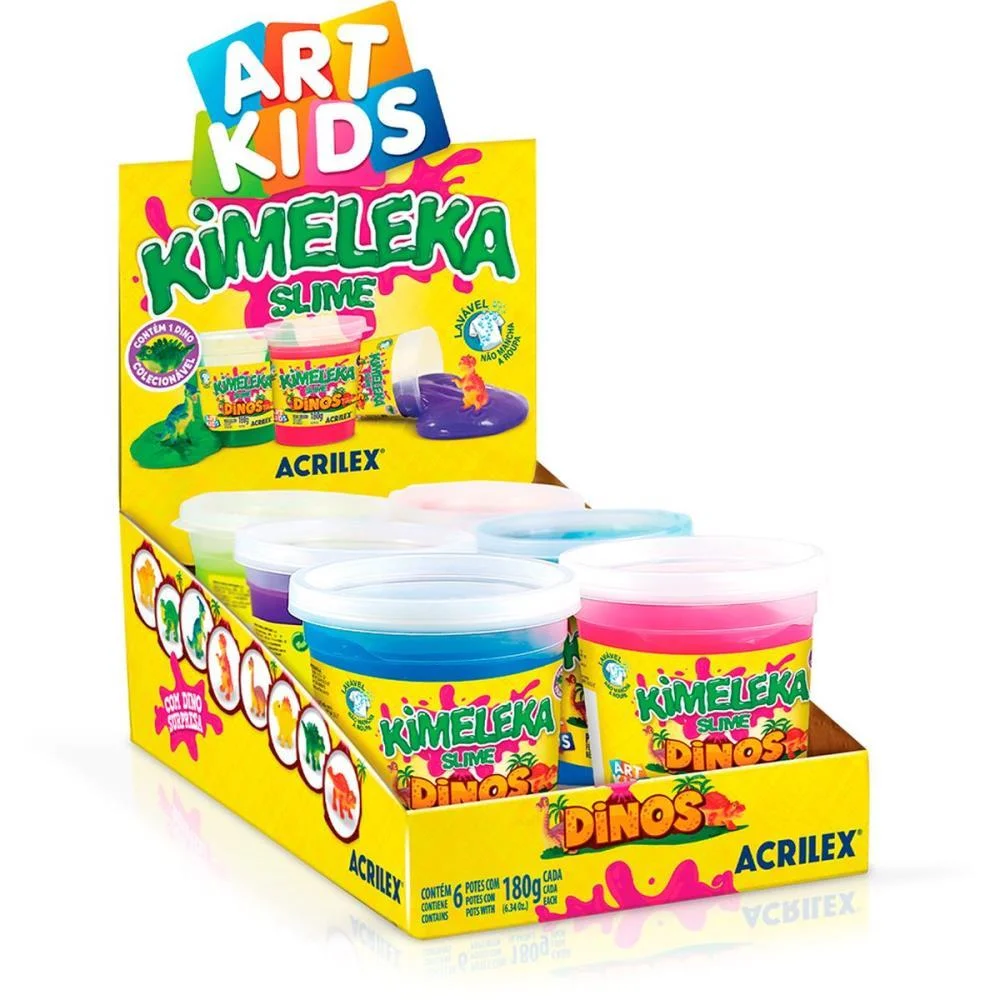 Slime Kimeleka Dinos 180G Sortido Acrilex (Cx.c/06) - imagem 3