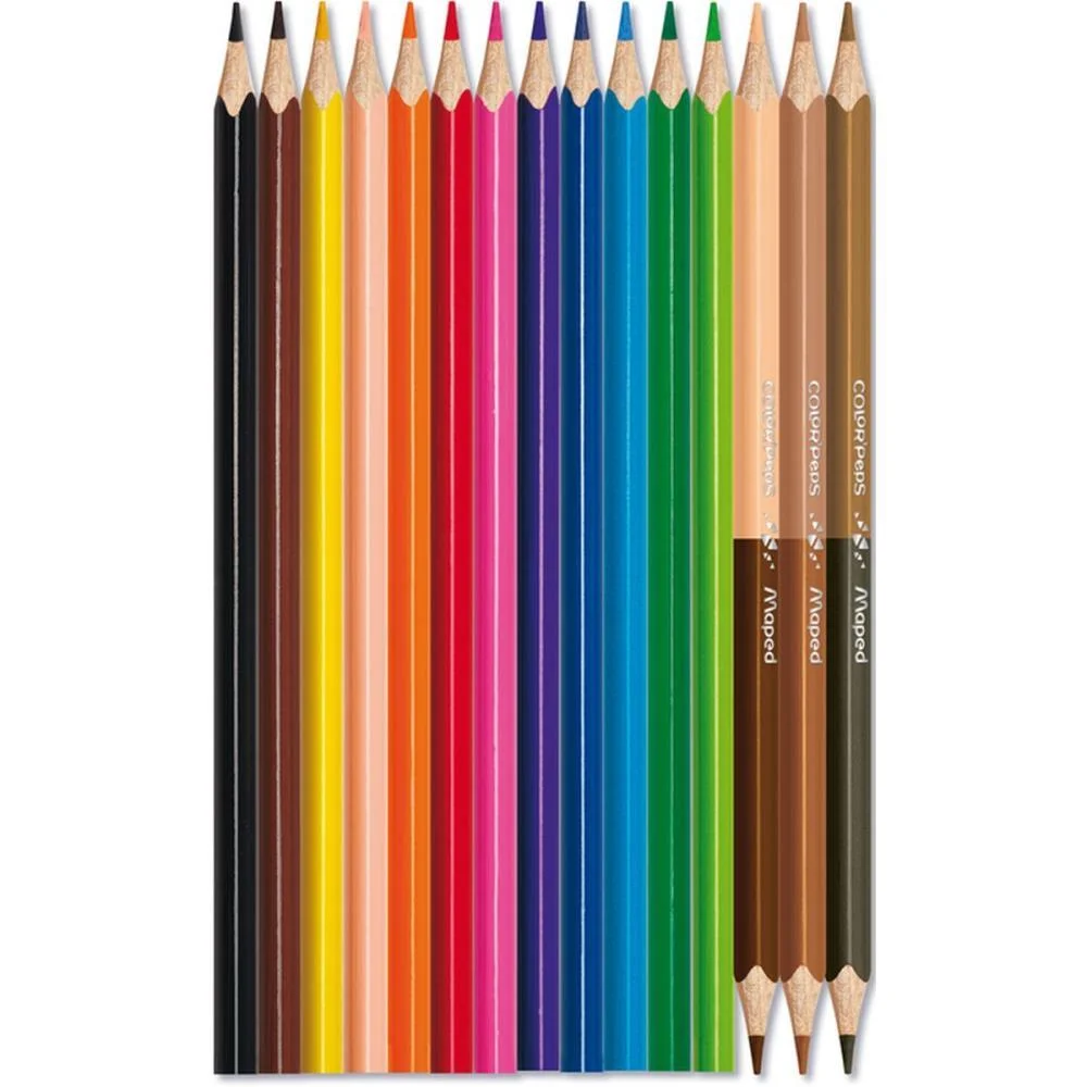 Lapis De Cor Triangular Color Peps 12 Cores+3 Duo Pele Maped (Estojo) - imagem 3