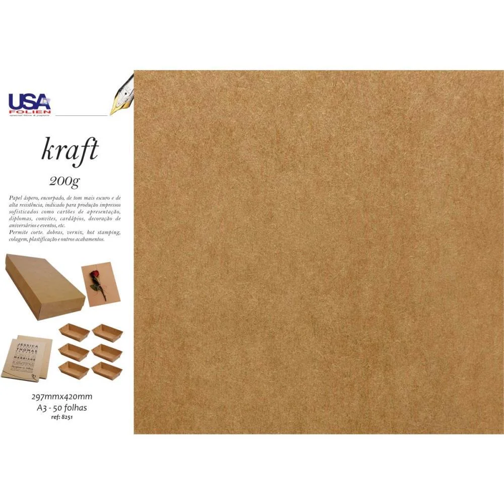 Papel Kraft Folha 297X420Mm A3 200G Usa Folien (Pct.c/50) - imagem 2