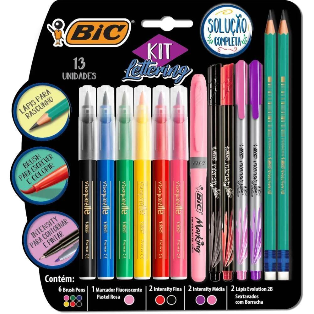 Marcador Artistico Kit Lettering C/13 Pecas Bic (Estojo) - imagem 4