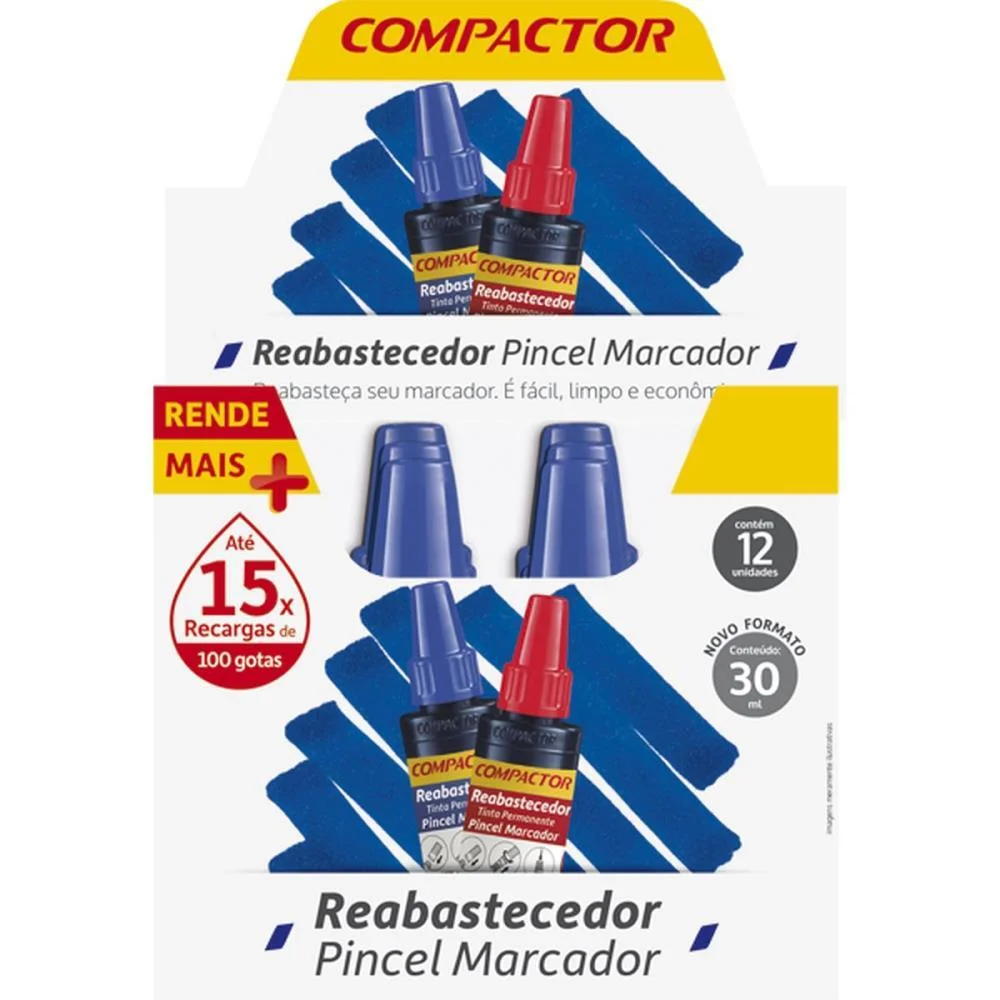 Tinta Marcador Permanente Reabastecedor 030Ml Azul Compactor (Cx.c/12) - imagem 4
