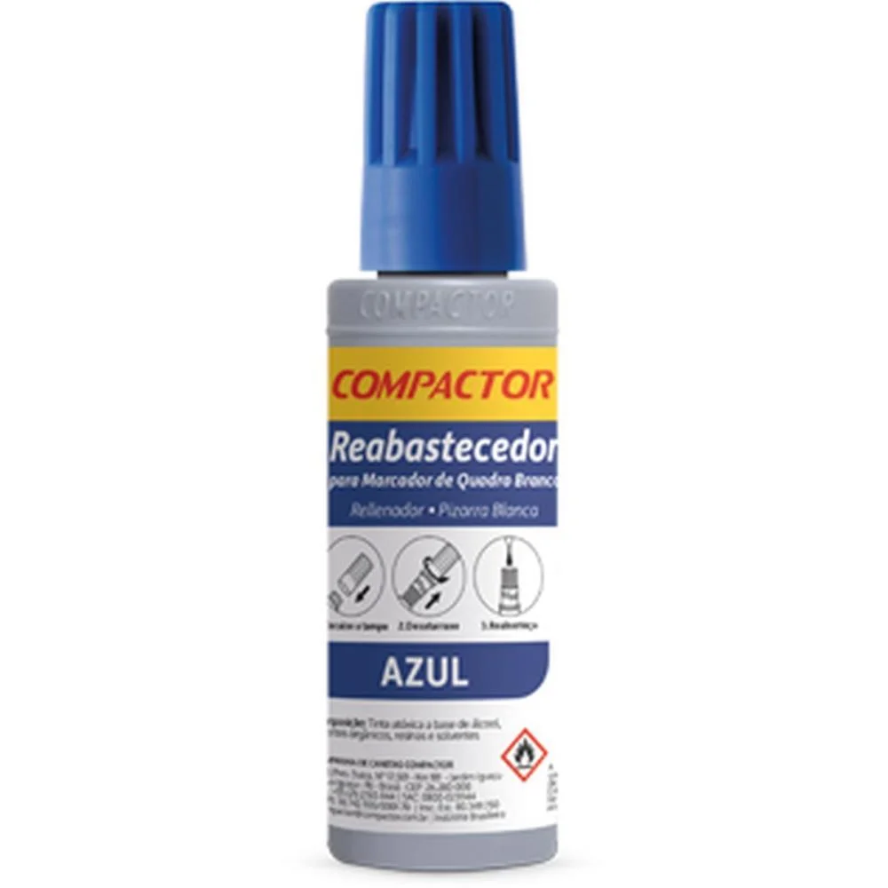 Tinta Marcador Quadro Branco Reabastecedor 030Ml Azul Compactor (Cx.c/12) - imagem 2