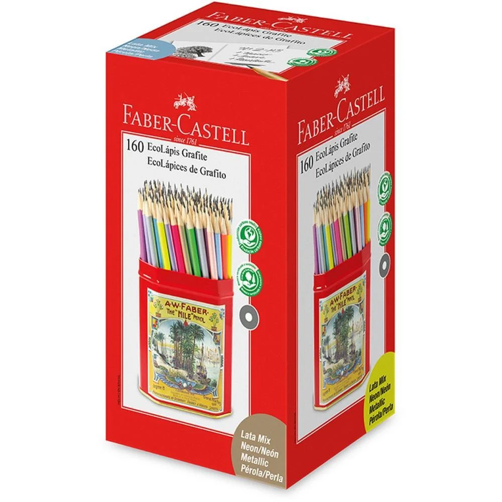 Lapis Preto Redondo Ecolapis 2001 Neon Lata Faber-Castell (Dp.c/160) - imagem 5