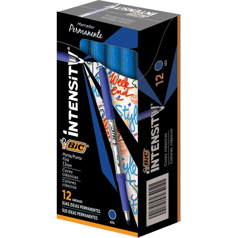Pincel Marcador Permanente Marking 1.1Mm Azul Bic (Cx.c/12) - imagem 3
