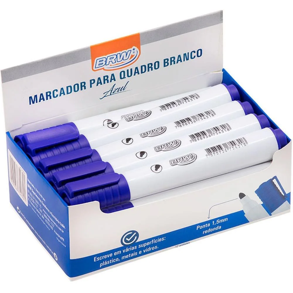 Pincel Quadro Branco Azul Brw (Cx.c/12) - imagem 3