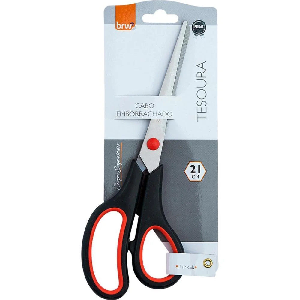 Tesoura Ergonomica Cabo Preto 21Cm Brw (Blister) - imagem 3
