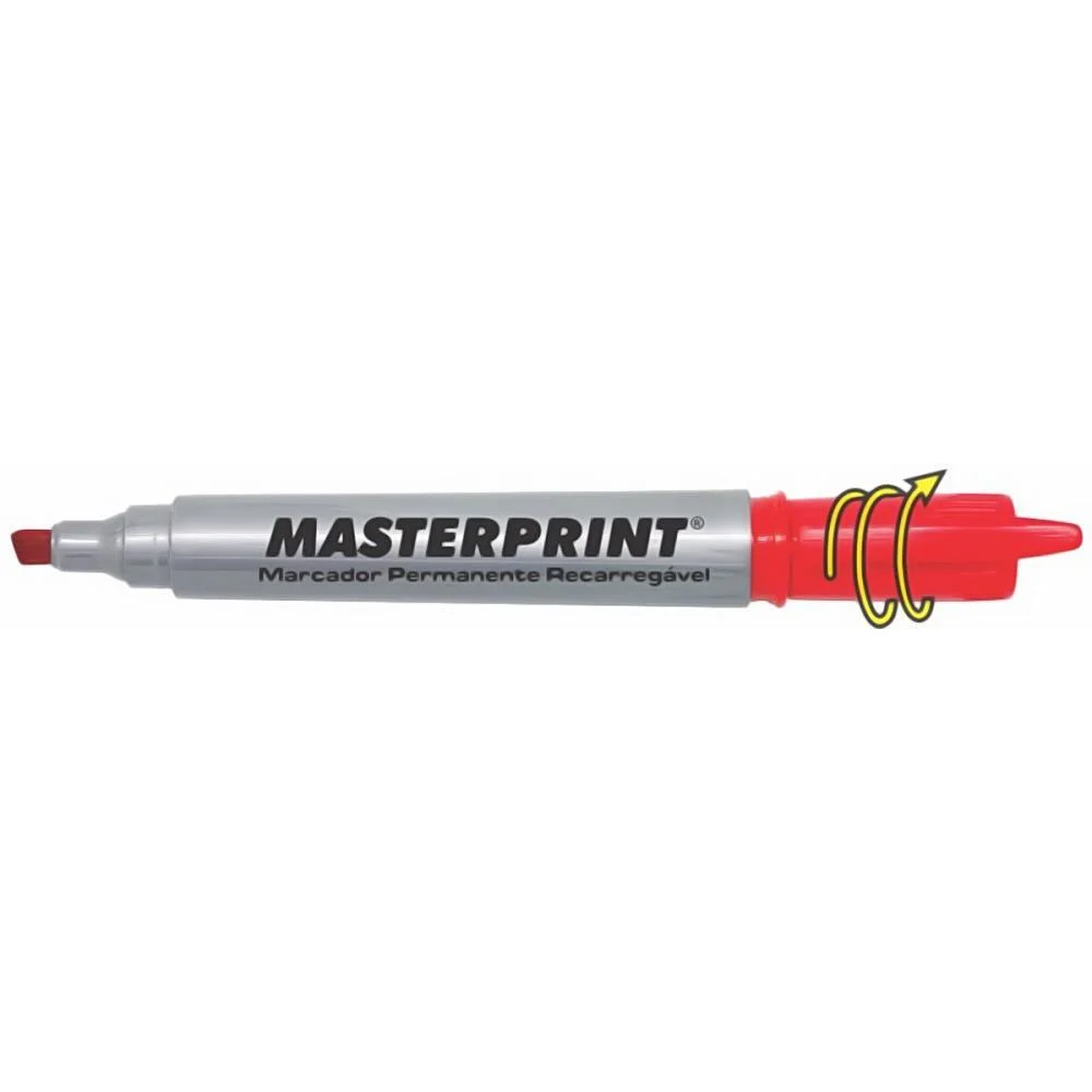 Pincel Marcador Permanente Mp 616 Vermelho Recarregavel Masterprint (Cx.c/12) - imagem 2
