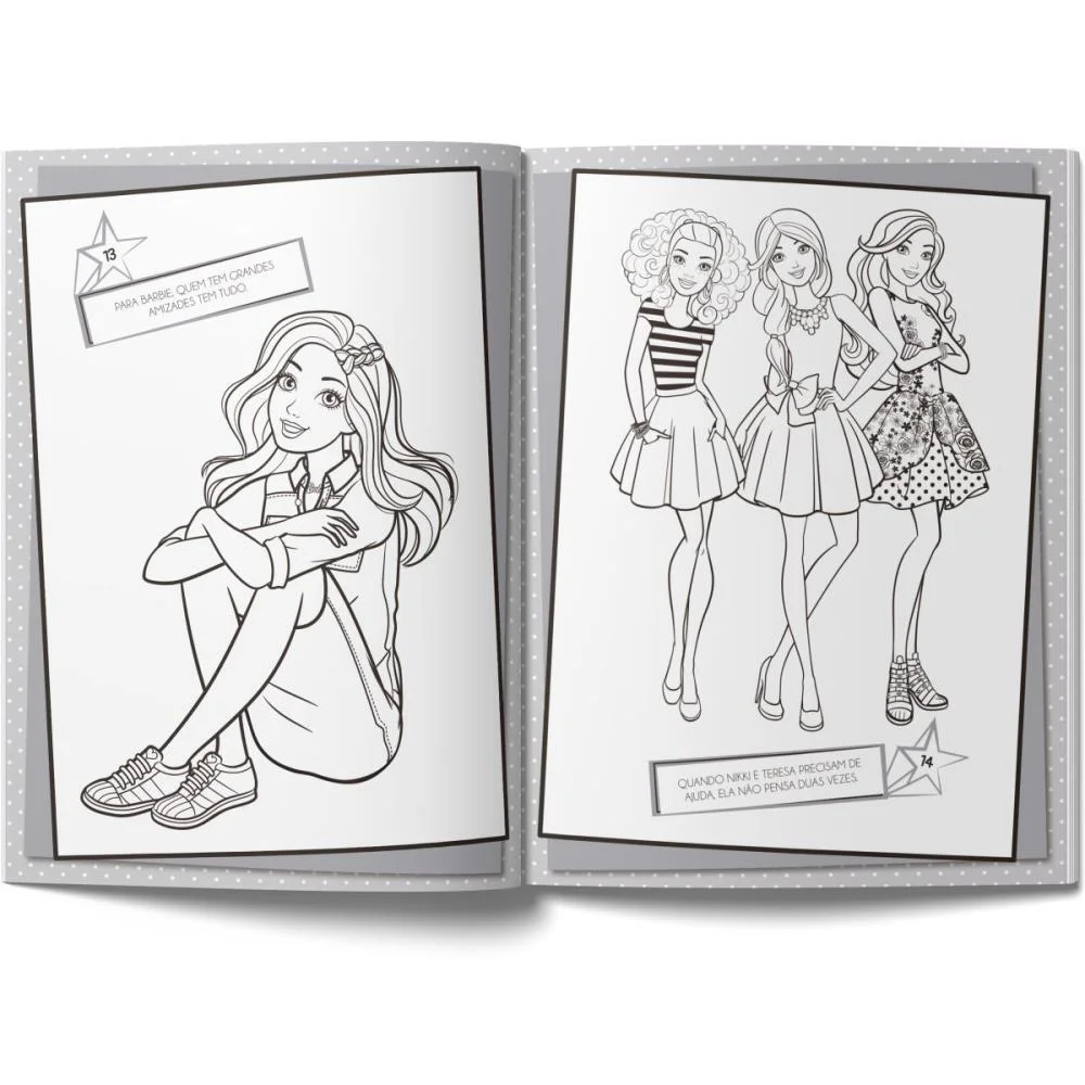 Livro Infantil Colorir 101 Desenhos Barbie 104P 20X27 Magic Kids (Unidade) - imagem 4