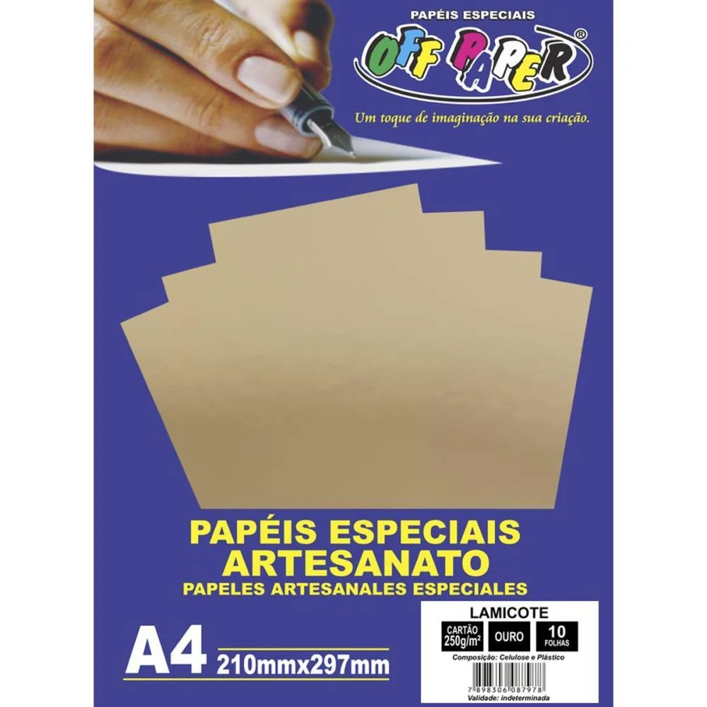 Papel Laminado Lamicote A4 250G Ouro Off Paper (Pct.c/10) - imagem 2