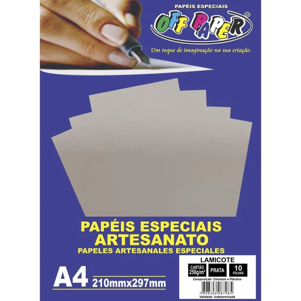 Papel Laminado Lamicote A4 250G Prata Off Paper (Pct.c/10) - imagem 2