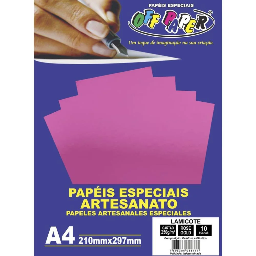 Papel Laminado Lamicote A4 250G Rose Gold Off Paper (Pct.c/10) - imagem 3