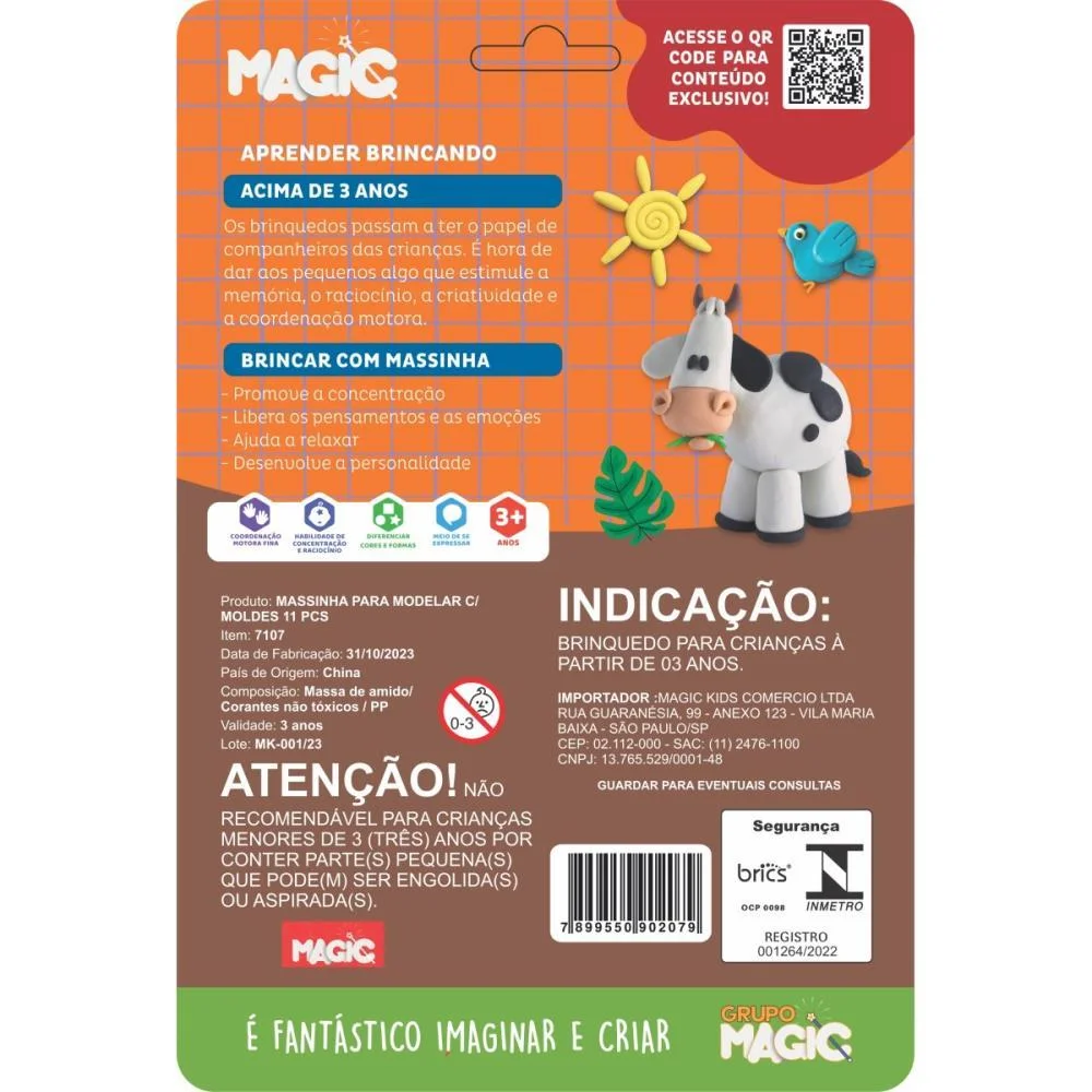 Massa Para Modelar Criativa Animais 11Pcs Molde E Brinque Magic Kids (Unidade) - imagem 4