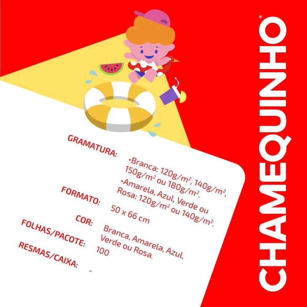 Papel Cartolina Branca Escolar 50X66Cm.180G. Chamex (Pct.c/100) - imagem 7