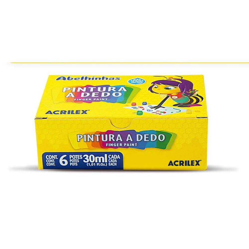 Tinta Pintura A Dedo 06 Cores 30Ml. Acrilex (Pct.c/12) - imagem 2