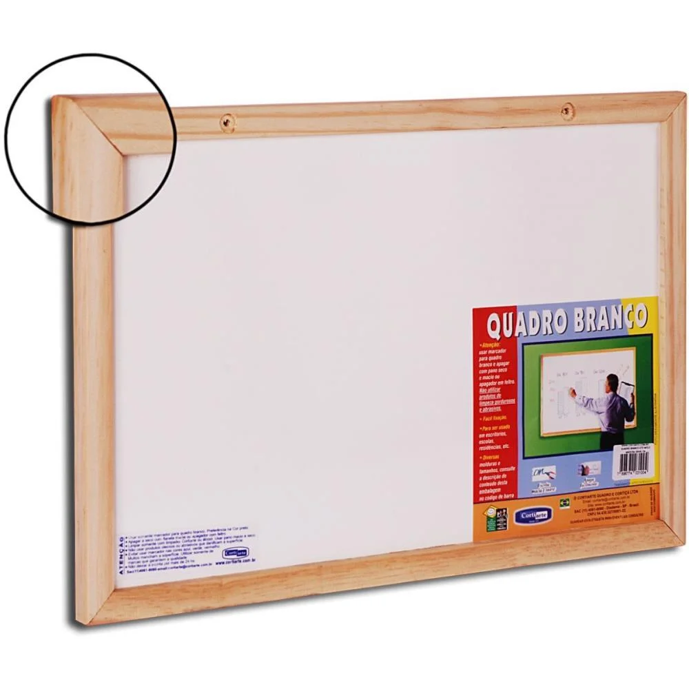 Quadro Branco Moldura Madeira 080X060Cm Standard Cortiarte (Unidade) - imagem 2