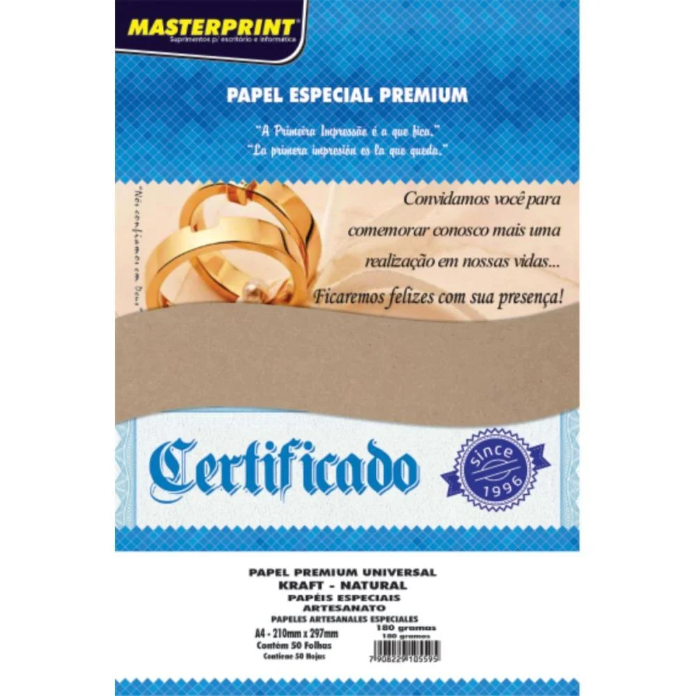 Papel Kraft Folha Kraft/Natural 180G A4 Masterprint (Pct.c/50) - imagem 3