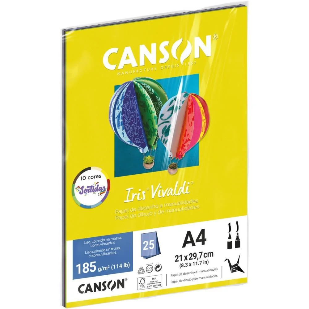 Papel A4 Color Iris Vivaldi 10Cores Sort 185G Canson (Pct.c/25) - imagem 5