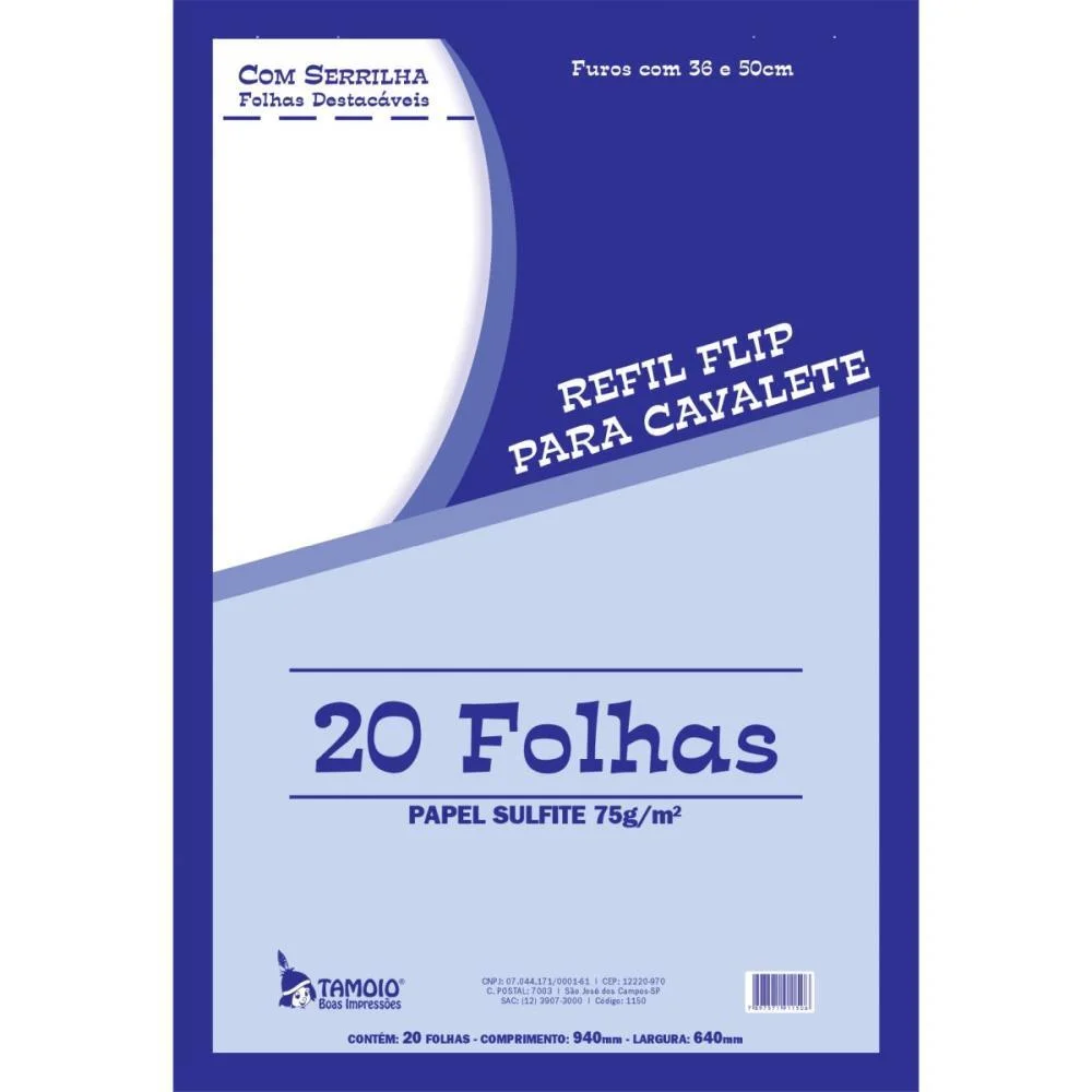 Papel Para Flip-Chart Serrilhado 64X94Cm 75G. 20Fls. Tamoio (Unidade) - imagem 2
