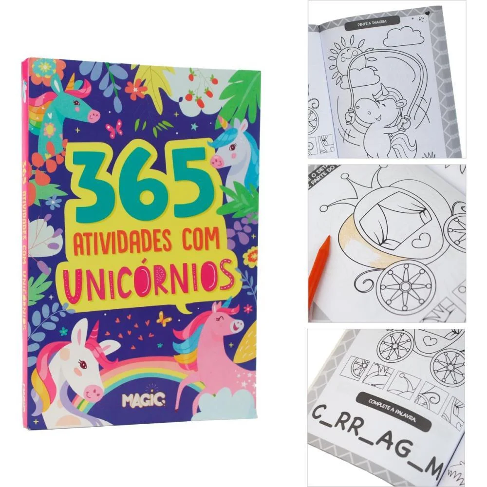 Livro Infantil Colorir 365 Atividades Unicornios 288P Magic Kids (Unidade) - imagem 7