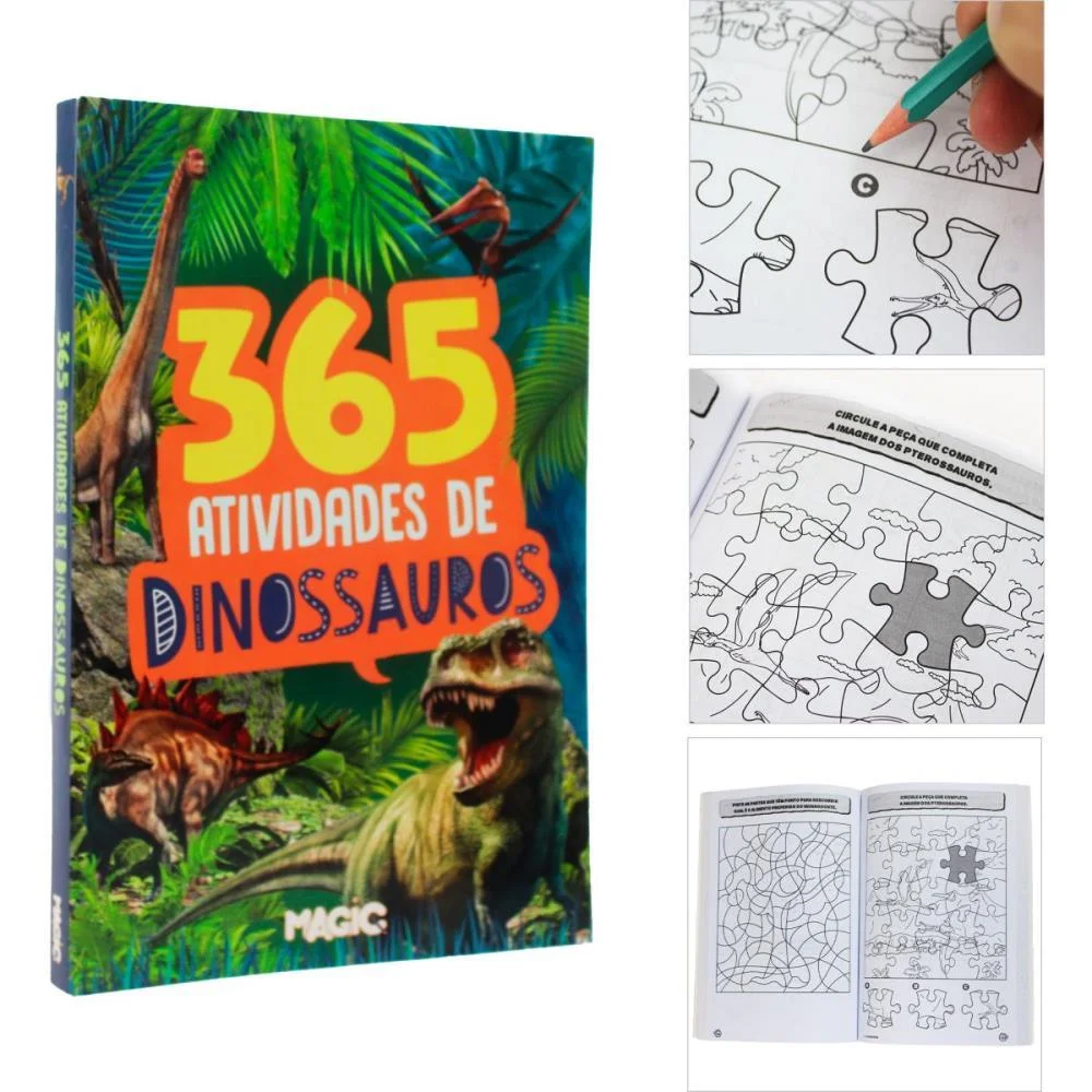 Livro Infantil Colorir 365 Atividades Dinossauros 288 Magic Kids (Unidade) - imagem 2