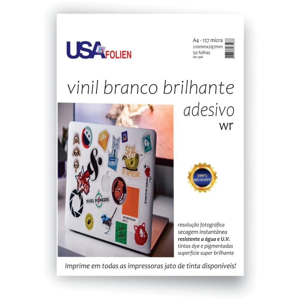 Papel Fotografico Inkjet A4 Vinil Adesivo Branco Usa Folien (Pct.c/50) - imagem 2