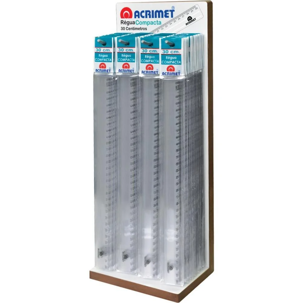 Regua De Poliestireno Compacta Cr.30Cm Display C/100 Acrimet (Cx.c/100) - imagem 2