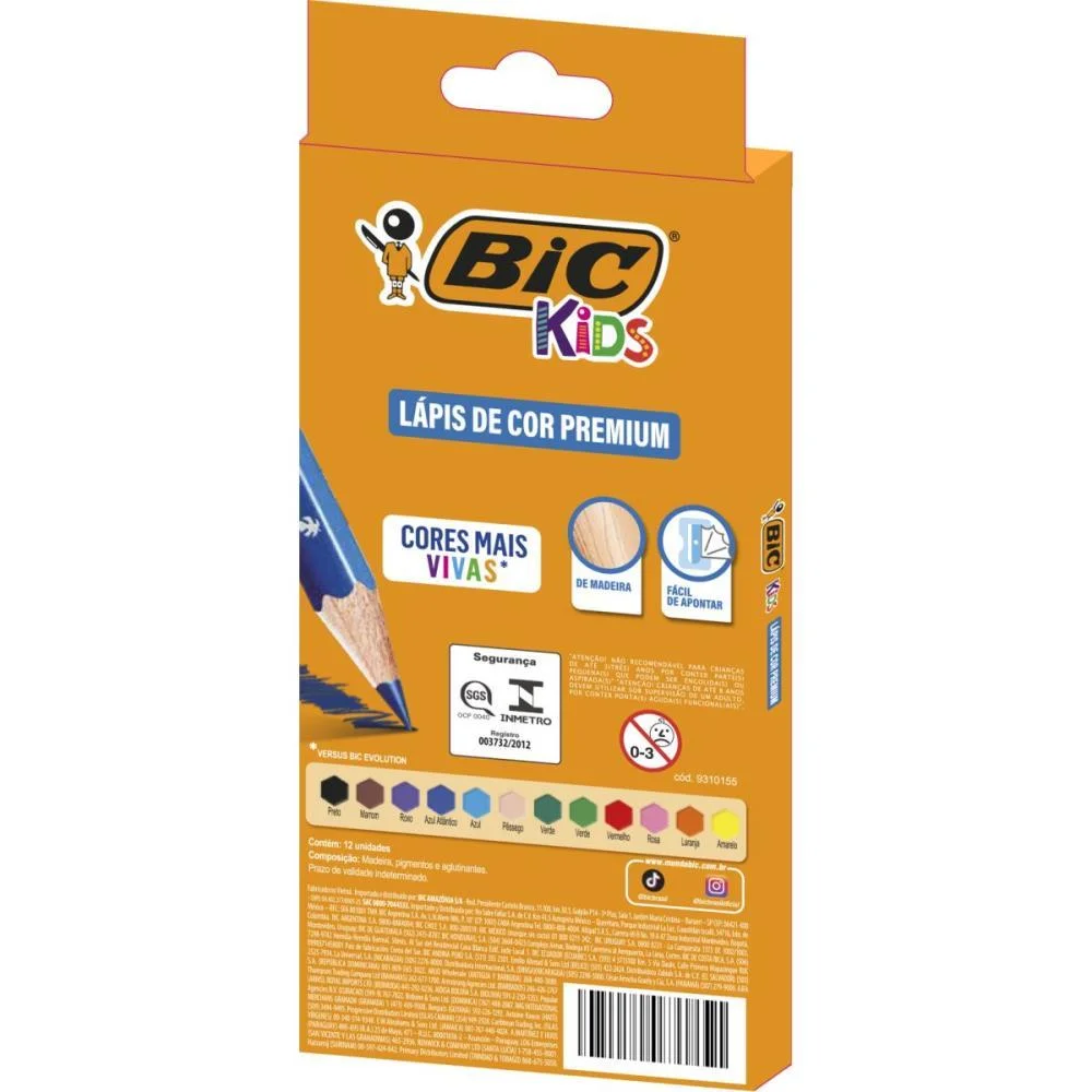 Lapis De Cor Sextavado Bic Kids Madeira 12 Cor. Bic (Pct.c/06) - imagem 5