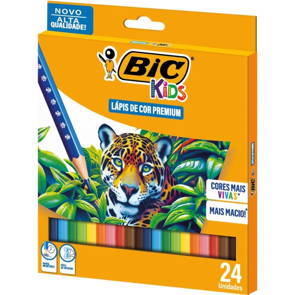 Lapis De Cor Sextavado Bic Kids Madeira 24 Cor. Bic (Pct.c/06) - imagem 3