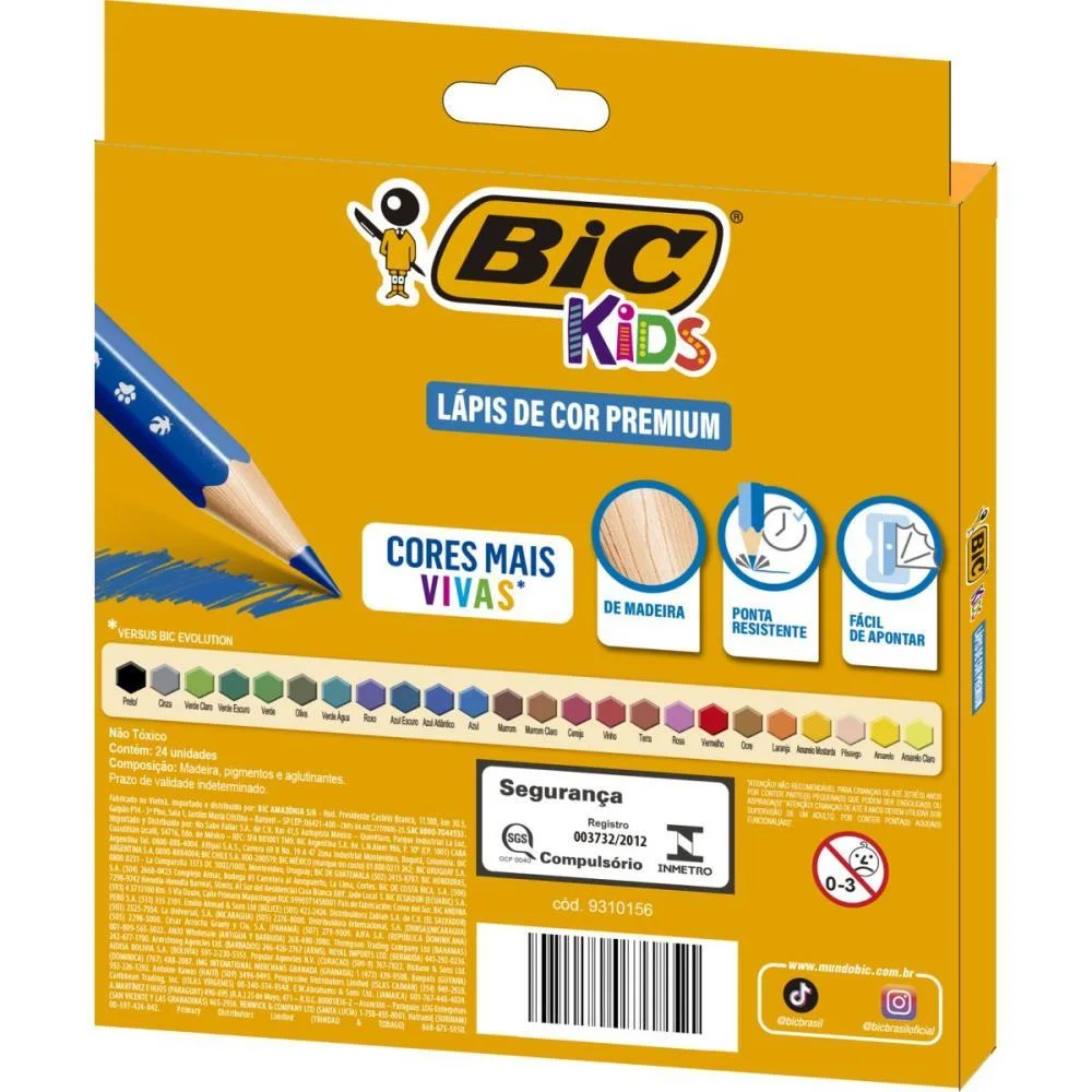 Lapis De Cor Sextavado Bic Kids Madeira 24 Cor. Bic (Pct.c/06) - imagem 5