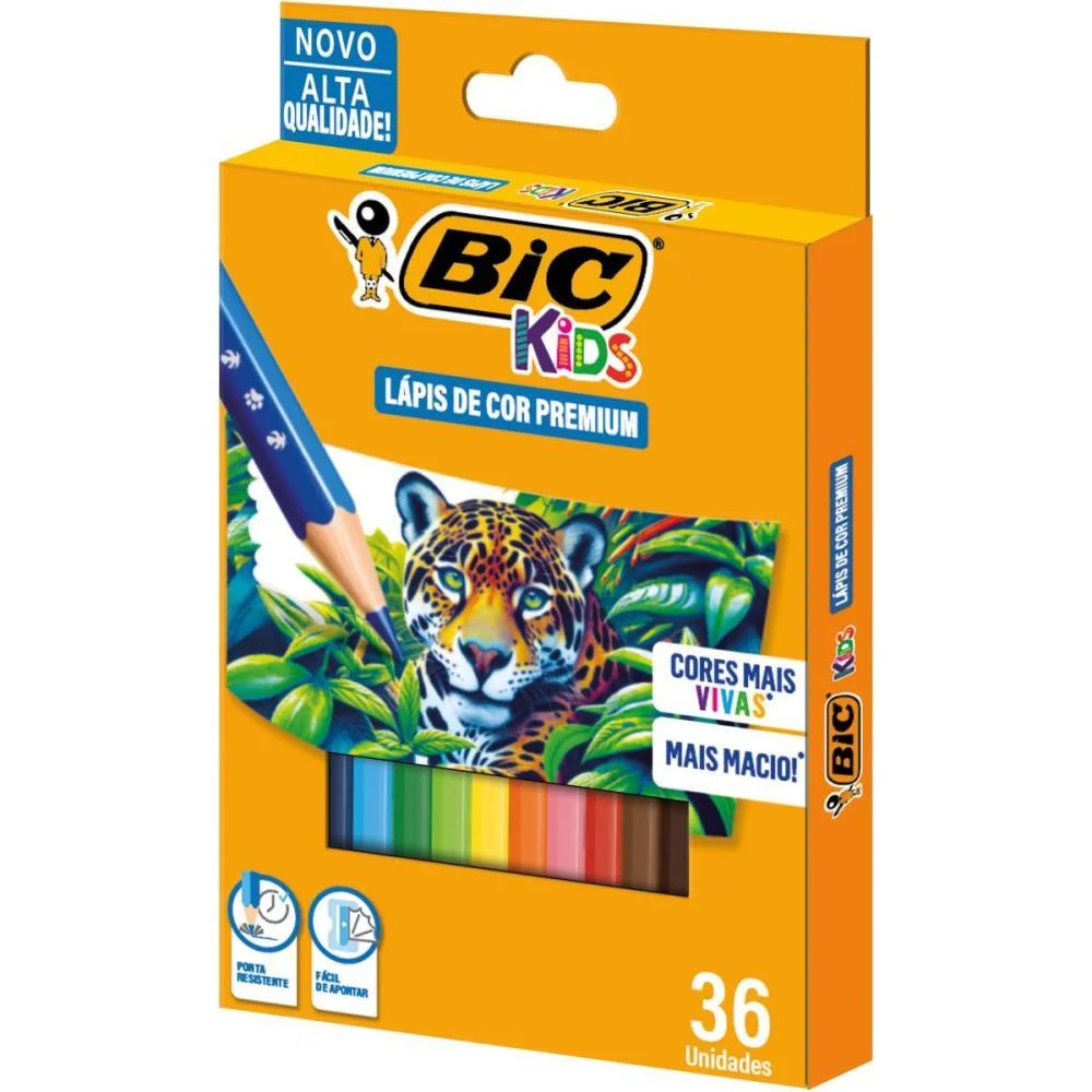 Lapis De Cor Sextavado Bic Kids Madeira 36 Cor. Bic (Pct.c/06) - imagem 3