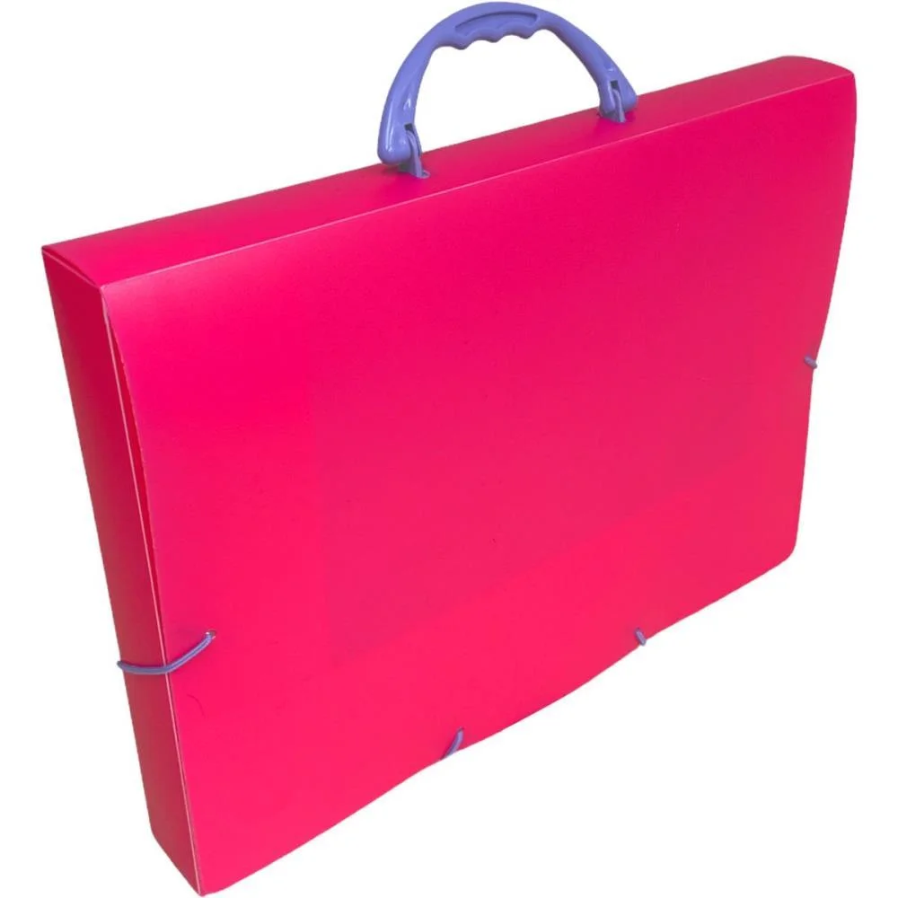 Maleta Plastica Com Alca Oficio Full Color Pink Dello - imagem 3
