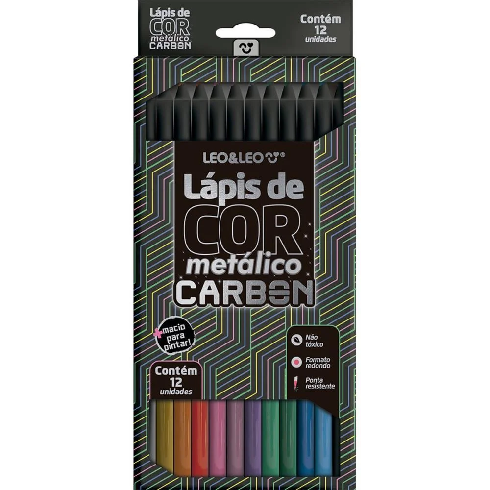 Lapis De Cor Redondo Carbon Line 12Cores Metalicas Leonora (Pct.c/06) - imagem 2