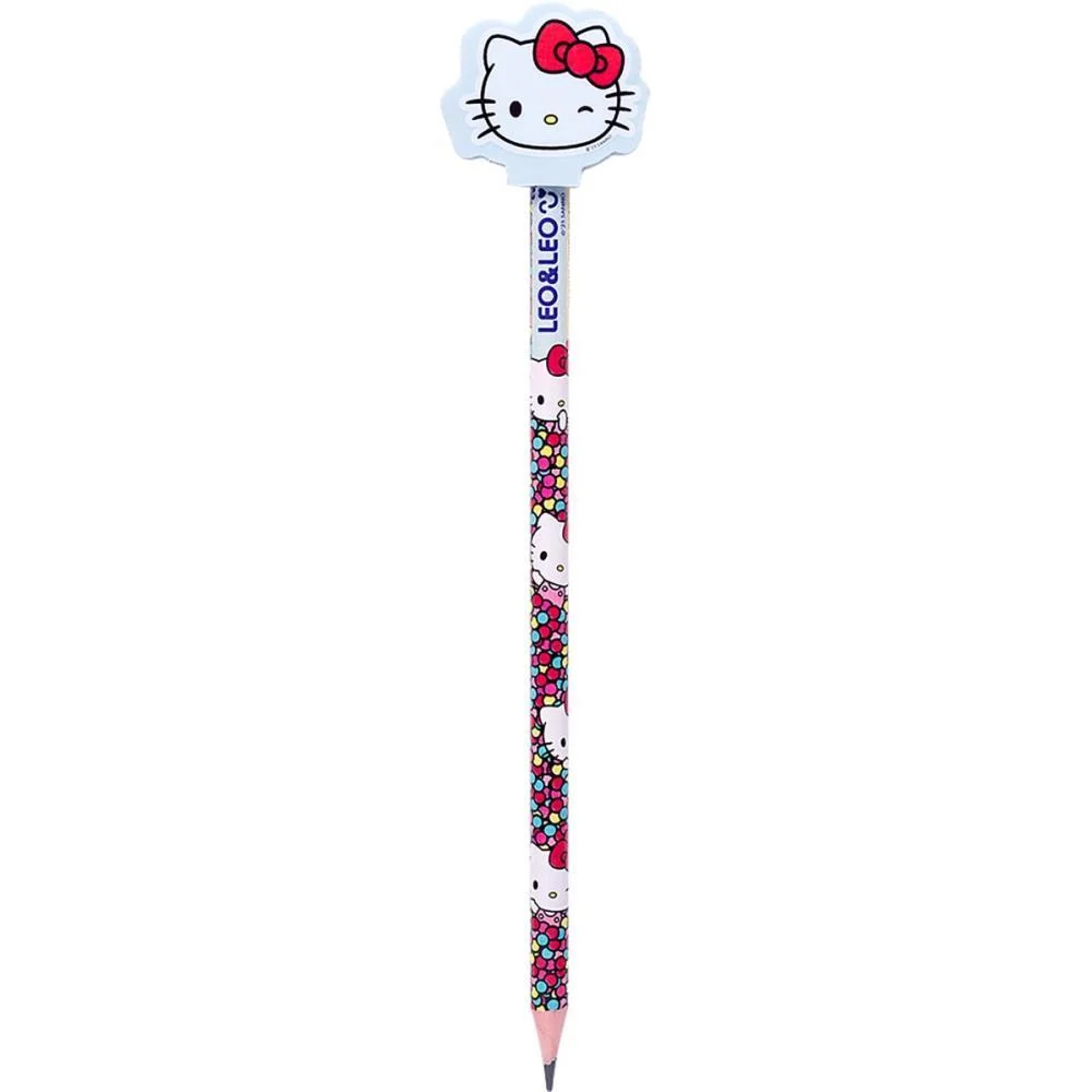 Lapis Preto Redondo Decorado Hello Kitty C/Borracha 4Mod. Leonora (Pote-30) - imagem 3