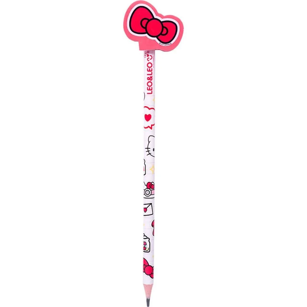 Lapis Preto Redondo Decorado Hello Kitty C/Borracha 4Mod. Leonora (Pote-30) - imagem 4