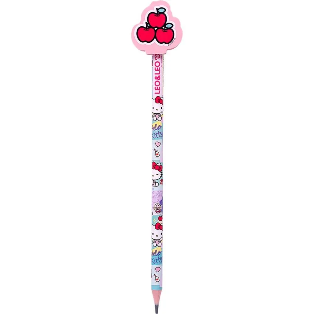 Lapis Preto Redondo Decorado Hello Kitty C/Borracha 4Mod. Leonora (Pote-30) - imagem 6