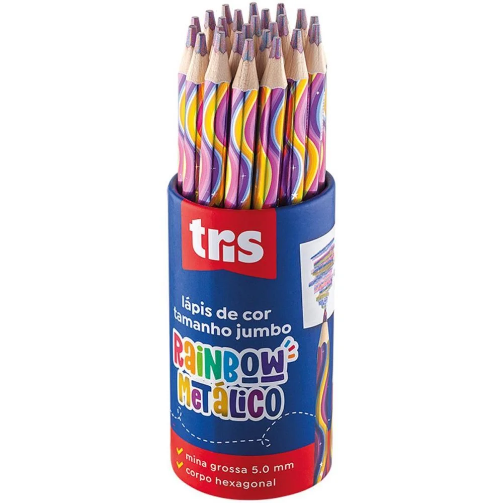 Lapis De Cor Jumbo Tris Rainbow Metalico Summit (Pote-24) - imagem 3