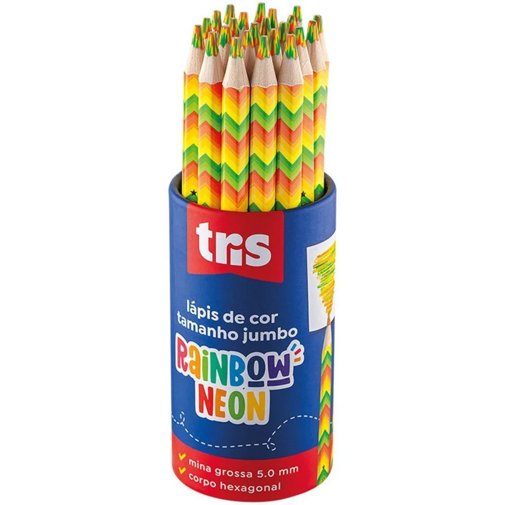 Lapis De Cor Jumbo Tris Rainbow Neon Summit (Pote-24) - imagem 2