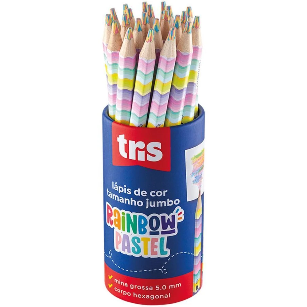 Lapis De Cor Jumbo Tris Rainbow Pastel Summit (Pote-24) - imagem 2