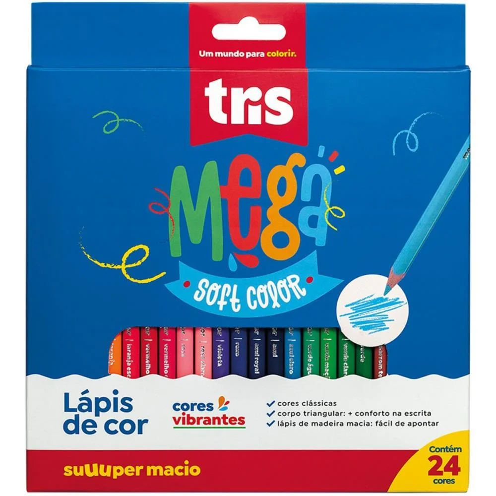 Lapis De Cor Triangular Mega Soft Color 24 Cores Summit (Pct.c/06) - imagem 3