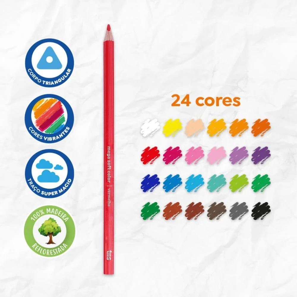 Lapis De Cor Triangular Mega Soft Color 24 Cores Summit (Pct.c/06) - imagem 4