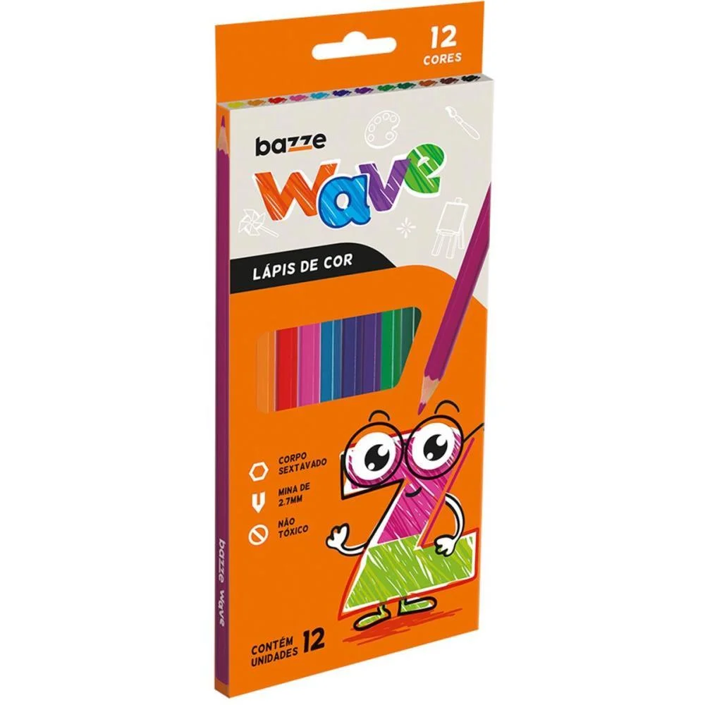 Lapis De Cor Sextavado Bazze Wave 12 Cores Summit (Pct.c/12) - imagem 2