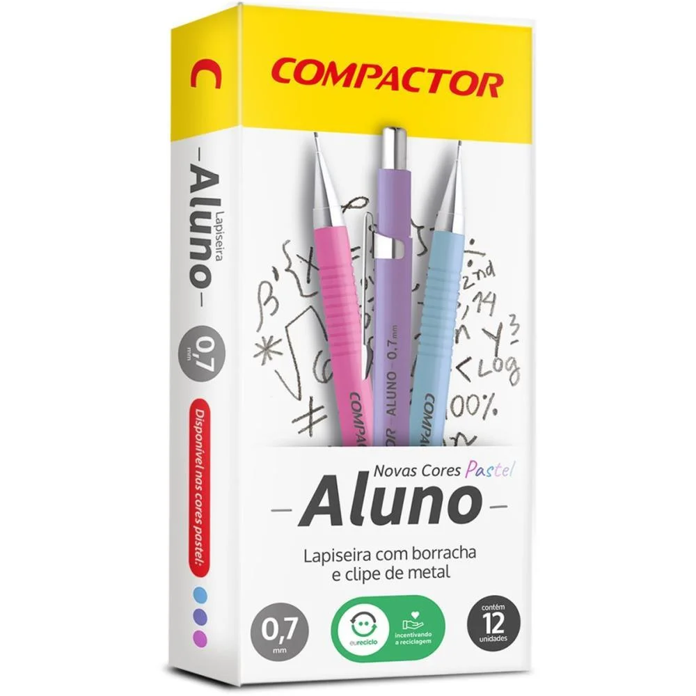 Lapiseira 0.7Mm Aluno Pastel 3 Cores Sortidas Compactor (Cx.c/12) - imagem 2