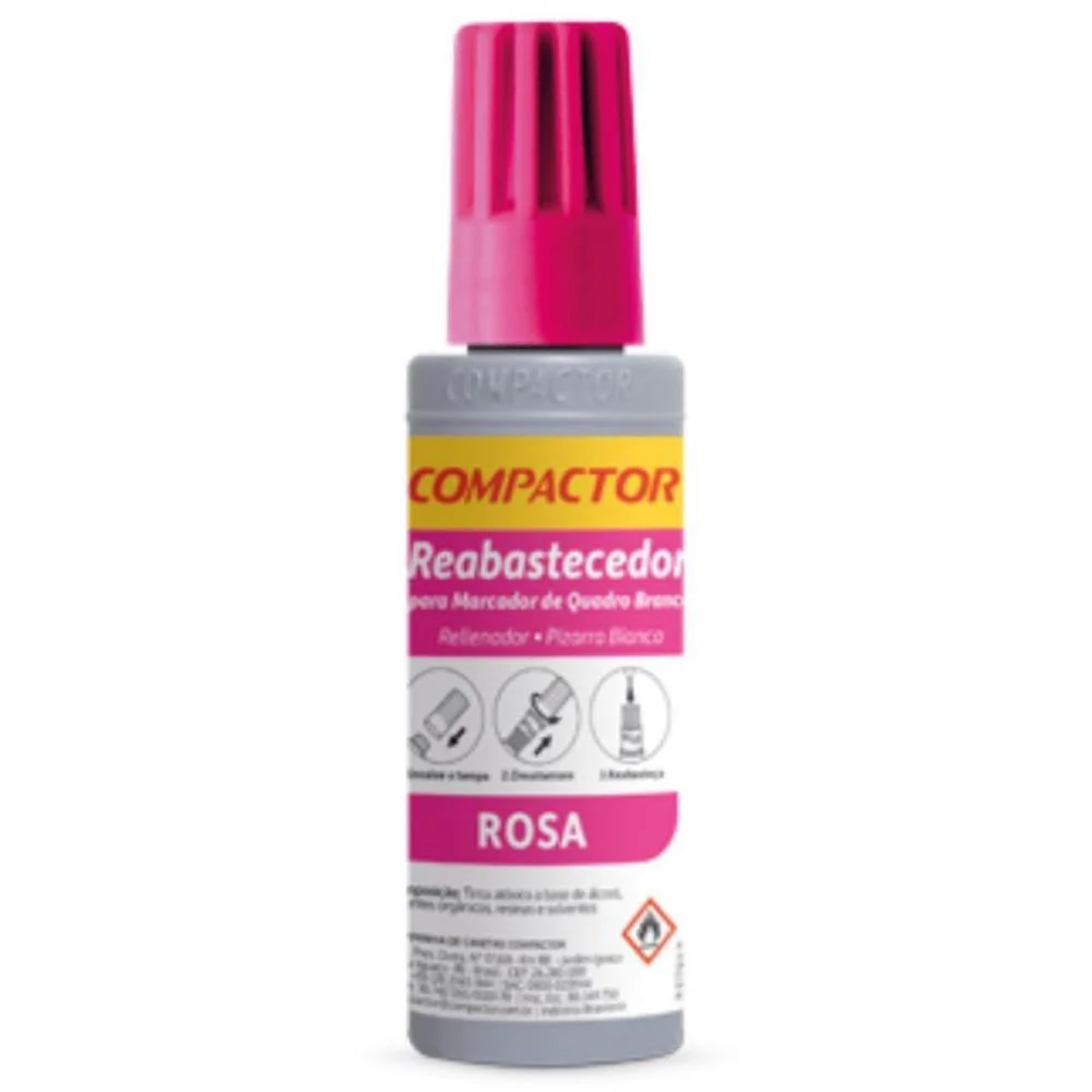 Tinta Marcador Quadro Branco Reabastecedor 030Ml Rosa Compactor (Cx.c/12) - imagem 2