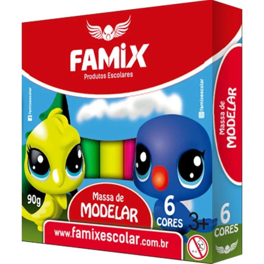Massa Para Modelar 06 Cores 90G Famix (Pct.c/06) - imagem 3