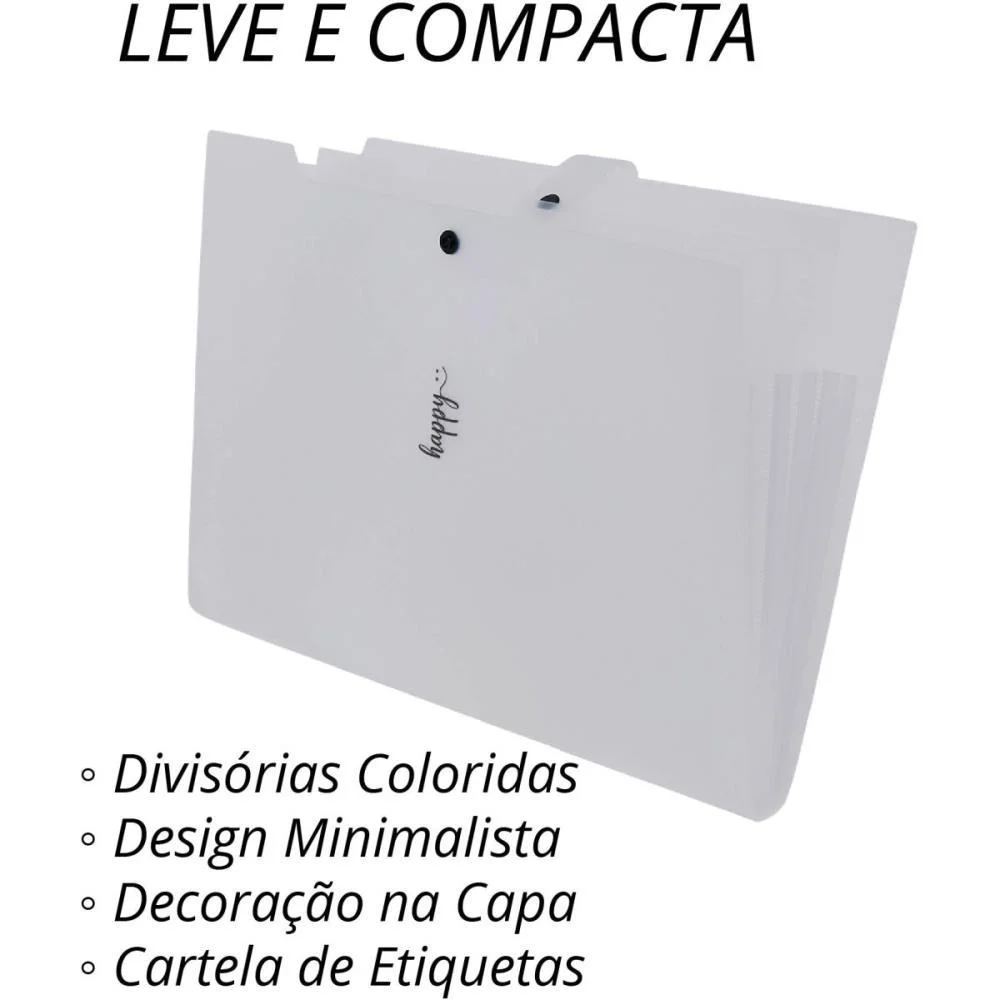 Pasta Sanfonada Plastica A4 5 Divisoes Cristal Polibras (Unidade) - imagem 4