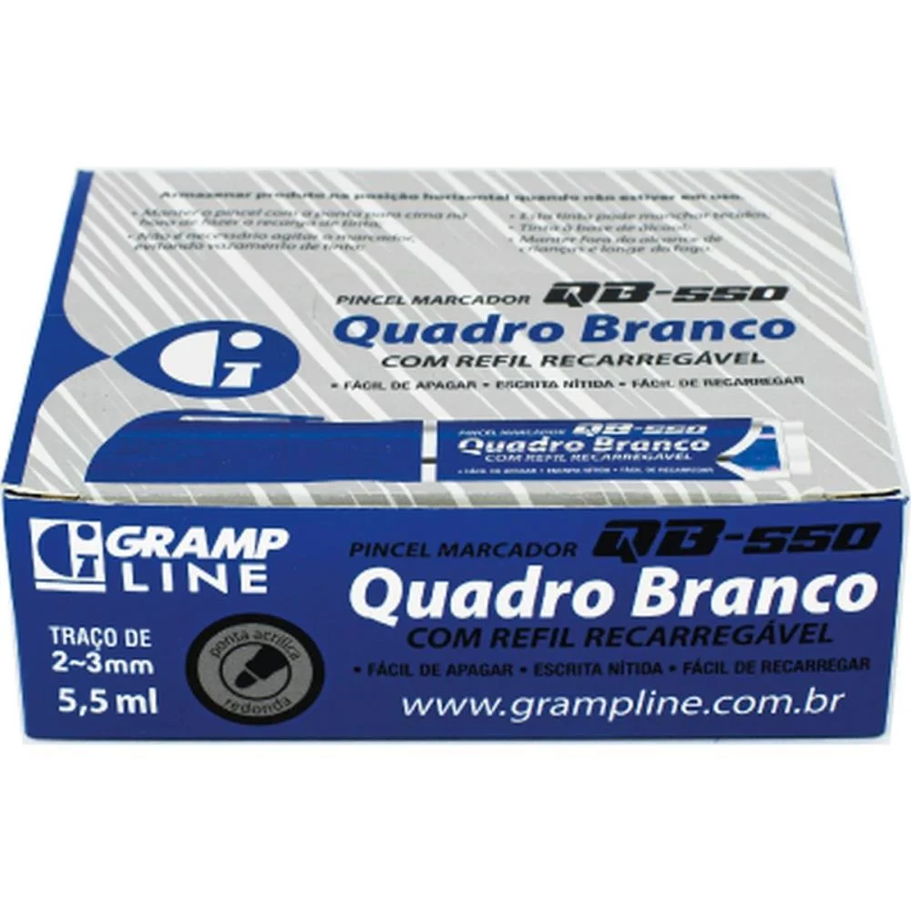 Pincel Quadro Branco Qb550 Recarregavel Azul Gramp Line (Dp.c/10) - imagem 4